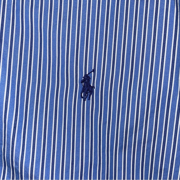 Ralph Lauren Classic Fit Blue Striped Button Down Men's Size 21 36/37 Tall - Picture 5 of 10